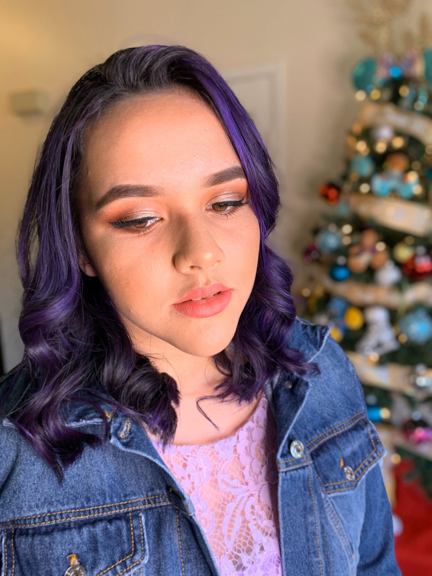 Bold purple color makeup